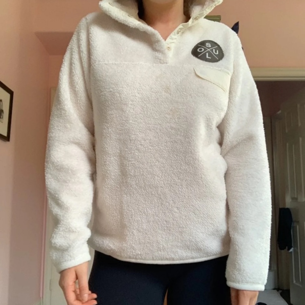 SoulCycle mock Patagonia fleece sweatshirt